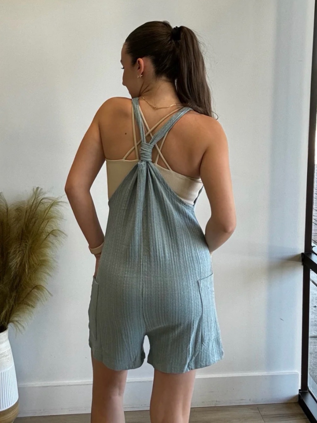 Whisper Brand - Blue Gauze Romper - Strappy Back